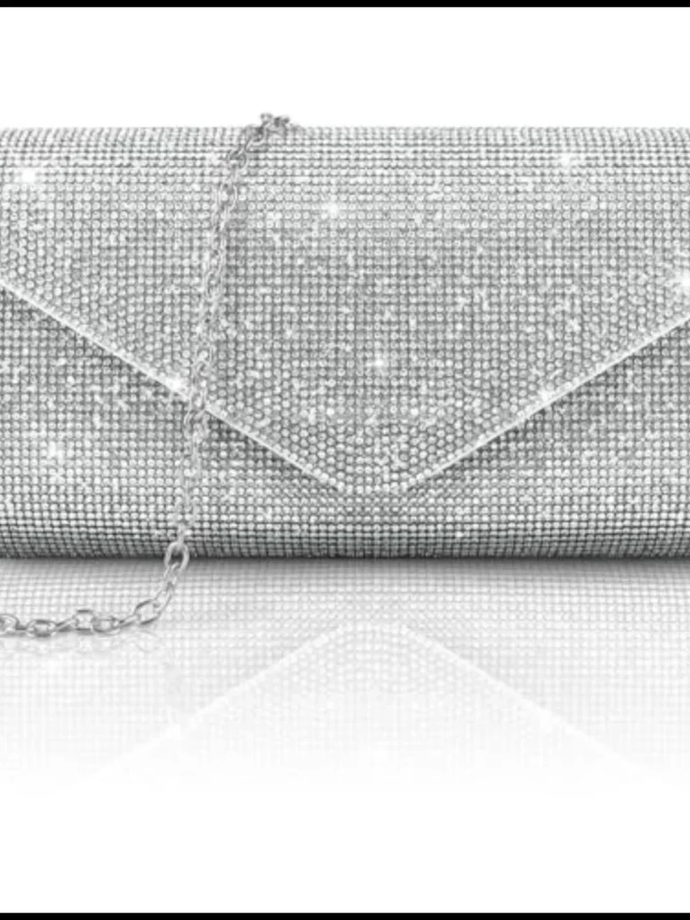 Rhinestone Satin Evening Clutch with Detachable Chain for Wedding Prom Party